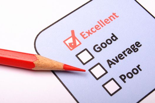 customer satisfaction survey form with checkbox showing marketing concept