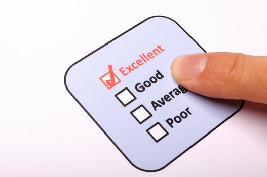 poll or polling concept with checkbox and red pencil showing marketing