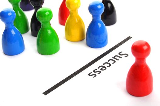 business success or winner concept with pawns on white