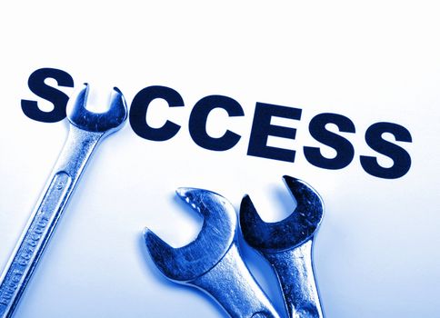 success concept with word and tool showing business growth