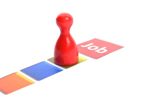 job work or hired concept with pawn and word