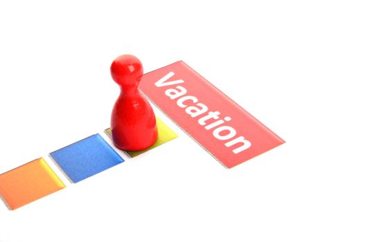 vacation holiday or travel concept with word and pawn