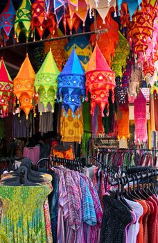 Clothes for tourists on Indian market