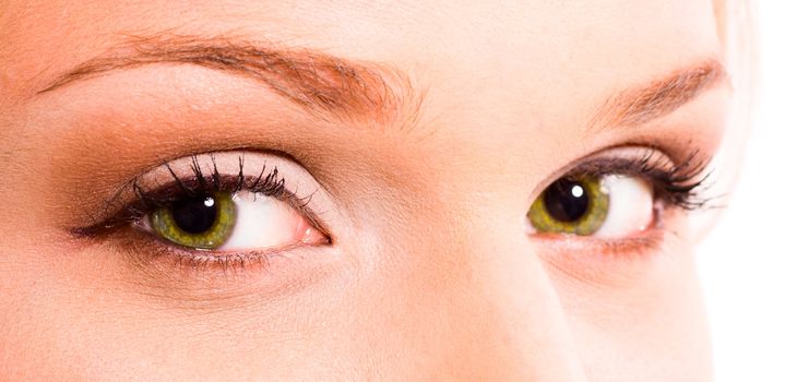 Close-up of Beautiful green eyes of young girl