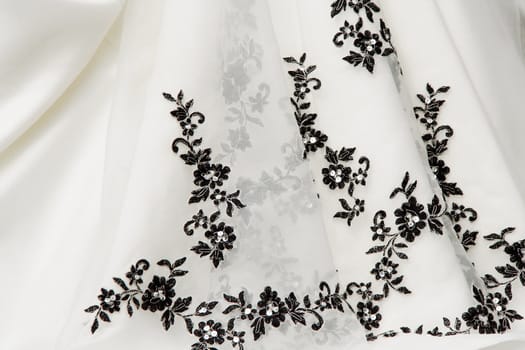 Close up of a white bride dress