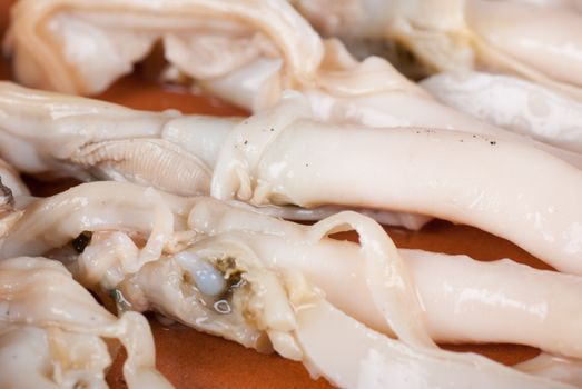 Macro take of fresh raw razor clams