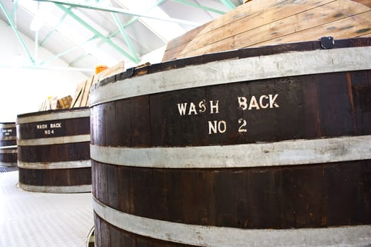 Detail of a whiskey distillery interiors, Sutherland, Scotland