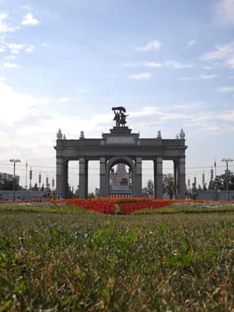 Arch, design, facade, city, Moscow, Russia, sight, olden time, landscape, kind, trees, park, square, the sky         