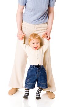 Mother together with her son isolated on white