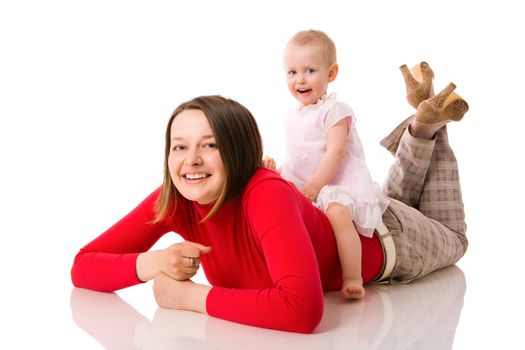 Mother with child happy together isolated on white