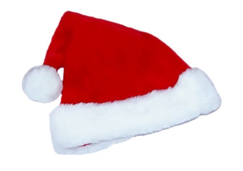 Red and white Santa Clause hat isolated on white background