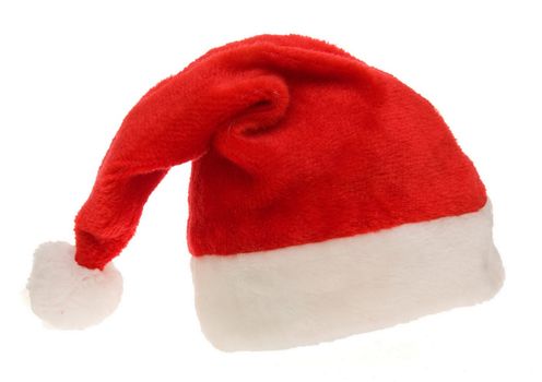 Red and white Santa Clause hat isolated on white background