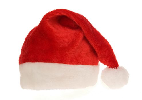 Red and white Santa Clause hat isolated on white background