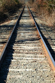 Looking down the railroad tracks