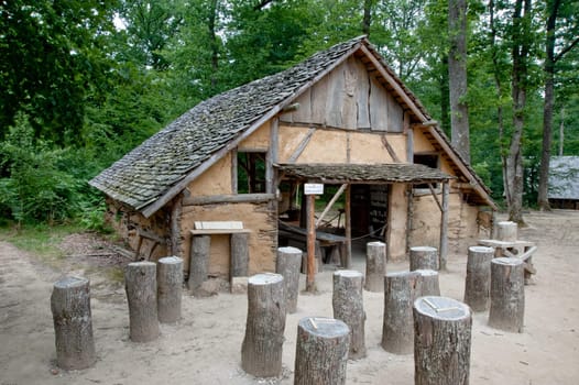 Guedelon castle stone mason's building