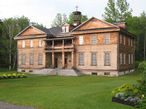 old school in a ghost village, Val Jalbert, Quebec