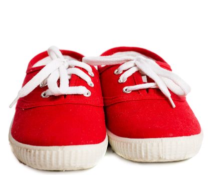 Red vivid new Sneakers isolated on white