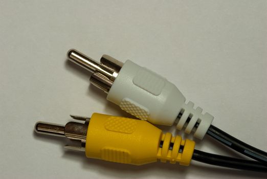 Yellow and white audio jacks