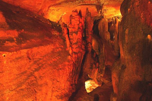 Strange underground cave formations of Rickwood Caverns in Alabama.