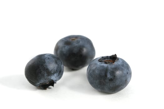 Three blueberry on white background