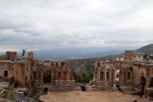 The old Greek and then Roman theater in Messina, Italy