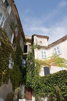 Old house and walls in the village of Eze, France