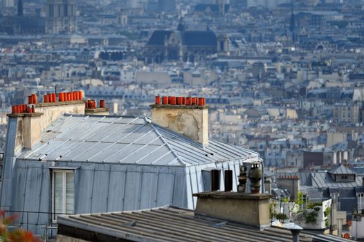 Roofs in residential quarter of Montmartre in Paris