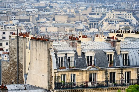 Roofs in residential quarter of Montmartre in Paris