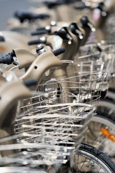 Group of bicycles on the Parisian street