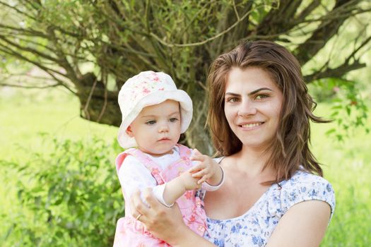 Baby girl with her mother