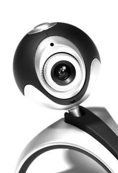 Gray webcam isolated on a white surface