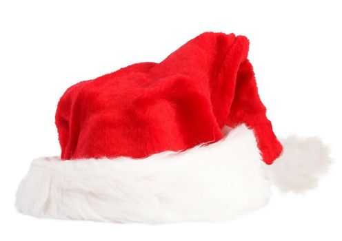 Red and white Santa Clause hat isolated on white background