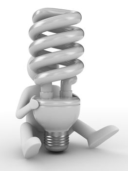 energy saving bulb on white background. Isolated 3D image