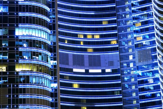Late night overtime in a modern office building in hong kong