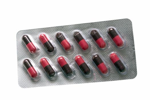 Package of pills isolated on white