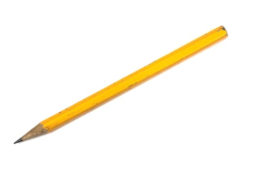 A yellow pencil on white background