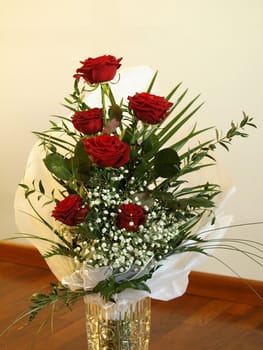 A bouquet of red roses - perennial flower shrub vine of genus Rosa Rosaceae