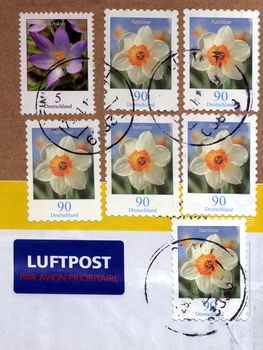 GERMANY - CIRCA 2010: German flower series stamps, Month Day, Circa 2010, Germany