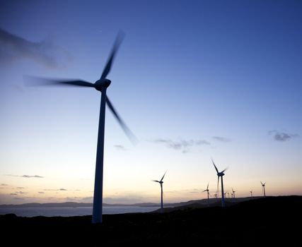 Sunset at Albany Wind Farm, near the town of the same name in Western Australia.