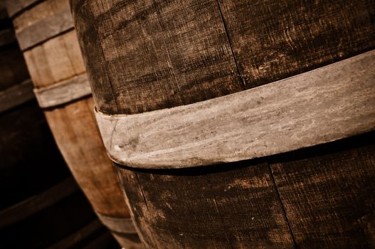 Wine Barrels in a Cellar