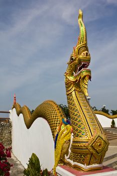 Buddhist mythical figure of Naga in Temple Thailand