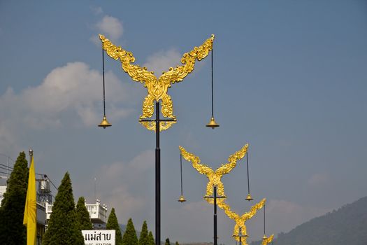 Traditional Thai style light pillar in maesai district Chiangrai of Thailand