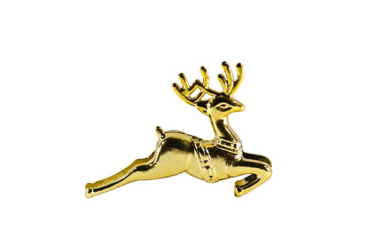 christmas gold deer decoration on white background