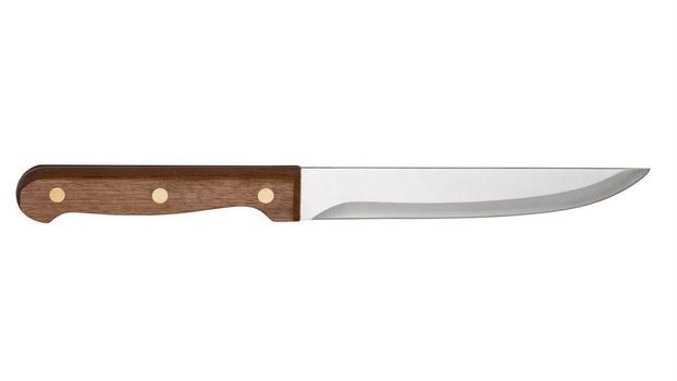 Small kitchen knife with wooden handle isolated on the white.