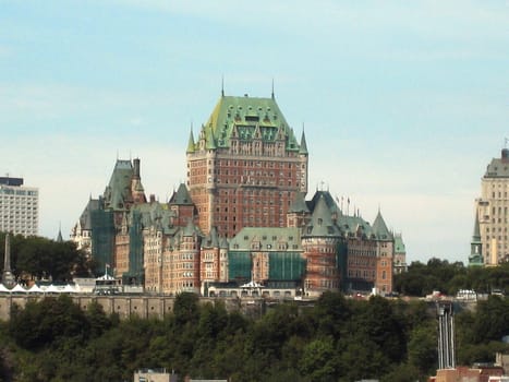 View of Frontenac castle in Quebec city, shooted from Levis city