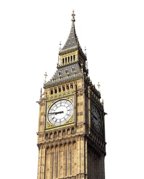 Big Ben, Houses of Parliament, Westminster Palace, London gothic architecture - isolated over white background