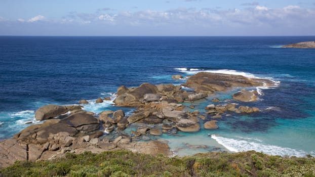 An outcrop of rocks near Lowlands Beach, between the towns of Albany and Denmark, Western Australia.