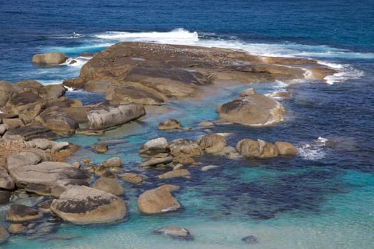 An outcrop of rocks near Lowlands Beach, between the towns of Albany and Denmark, Western Australia.