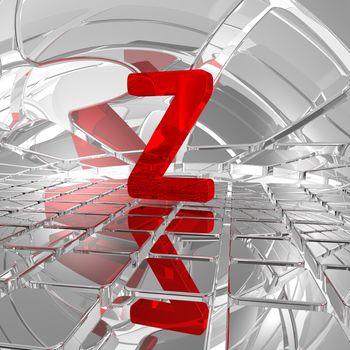 red uppercase letter z in futuristic space - 3d illustration