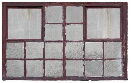 Old factory wood window on a white background